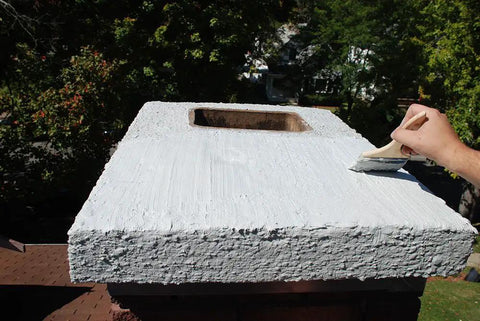 Application of Brushable Chimney Crown Repair Elastomeric Waterproof Coating For Crowns And Masonry, 1 Gallon, with brush