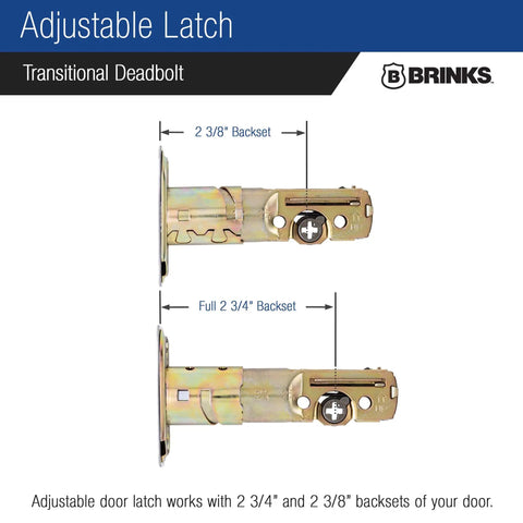 Adjustable latch for Transitional Single Cylinder Deadbolt Lock For Your Home Security ANSI Grade 2 Certified Satin Nickel Finish