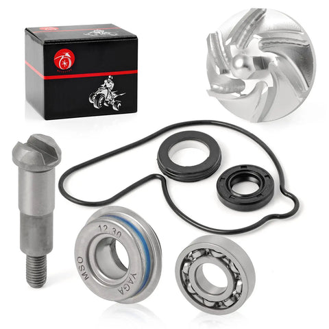 Heavy Duty Water Pump Repair Kit Featuring Savage Aluminum Impeller Shaft Bearing And Seal Assembly For Honda Trx450r Trx450er Oem Rig Upgrade Swap 2004 To 2014 components including aluminum impeller and bearings.