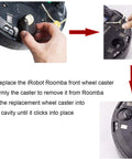 Instructions for replacing the Replacement Front Wheel Caster Assembly For Roomba Vacuum Cleaner 500 600 700 800 900 Series.