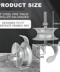 Heavy Duty Sliding Gate Rollers Two Pack With Five Inch Wheels And Two Inch U Brackets Fits One Five Eighth Inch Frame Hot Dipped Galvanized Steel detailed size dimensions