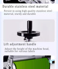Fully Automatic Compact Labeling Machine With Conveyor Belt Self Adhesive Applicator For Round Bottles Boxes Bags Photoelectric Sensor Hustle Ready Heavy Lifter, showing durable stainless steel components and lift adjustment handle.