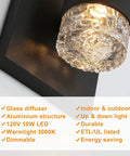 Slick Black Outdoor LED Wall Light Cylinder Sconce With Dual Up Down Lighting 120V 10W Warm Dimmable Waterproof Lamp close-up