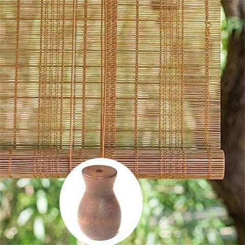 Slick Wood Window Blind Cord Knobs 12 Pack Brown Vase Shape Curtain Rope Pull Ends And Shade Drop Caps on Roman shades