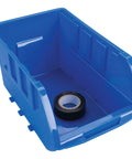 Big Stackable Storage Trays Set Of 4 Blue Adjustable Rails For Vertical Or Horizontal Organization Interlocking Rails Make A Neat Garage Shop And Tool Cabinet Setup close-up