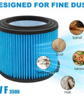 VF3500 Filter Replacement Fits Rigid Three To Four And A Half Gallon Wet Dry Portable Vacuums Fine Dust Filter 26643