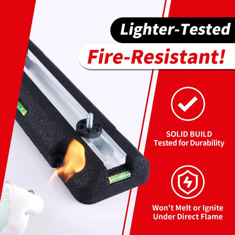 Rock Solid Heavy Duty Rubber Floor Mount Base Pad Kit For Ductless Mini Split Air Conditioner showing fire-resistant features.