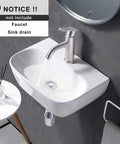 Slick Space Saving White Corner Sink For Tiny Bathrooms, Wall Mount Or Wall Hung, 11 By 11 By 4 Inch Ceramic Vessel Lavatory in use