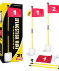 Two Pack 3Ft Golf Flagstick Mini Putting Green With Hole Cup Set with double-sided number flags and packaging