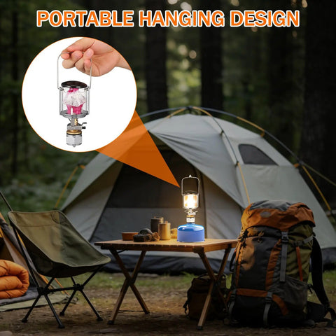 Compact Outdoor Camping Gas Lantern With Lantern Cover Durable Copper And Stainless Steel Body Fits Threaded Flat Gas Tanks