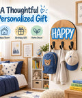 Personalized Wall Hook With Custom Name, Sweet Three Hook Wall Mounted Organizer For Backpacks And Coats in kids' room.