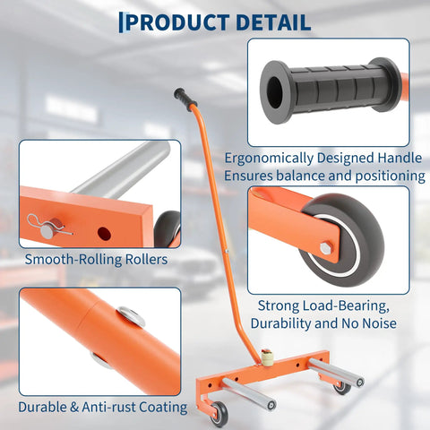 Rock Solid Heavy Duty Tire Dolly Featuring Adjustable Steel Construction And Smooth Rollin Motion Engineered To Move Car Truck And Suv Tires Without Breaking A Sweat with ergonomic handle and smooth-rolling rollers.