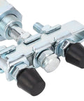 Close-up of Double Head Push Pull Toggle Clamp securely locks welding, saws and molds with black rubber heads.
