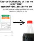 Diagram comparing soda bottle cap to Soap Dispenser Pump Head Replacement For Standard 28 400 Neck Size 26 To 28 Mm fit