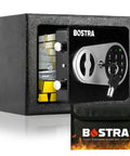 Heavy Duty Fireproof Safe Box Featuring Bright Sensor Light And Portable Fireproof Sack Solid Digital Keypad Lock showing cash and jewelry.