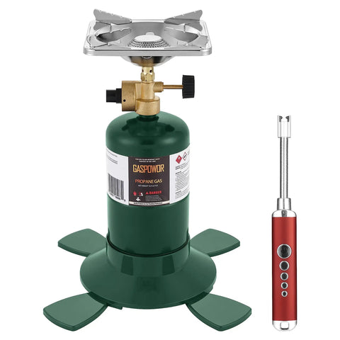 Lightweight Propane Camping Stove With Adjustable Burner 10000 BTU Portable Single Burner Cooker USB Lighter included