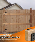 4 Pack Premium Extra Thick Beefy Door Barricade Brackets Black Hella Secure U Shaped Security Bars For 2x4 Lumber mounted on wooden fence.