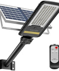 Solar Street Light Outdoor 15000 Lumen Flood Light IP67 Waterproof with Remote Control and Mounting Bracket visible.