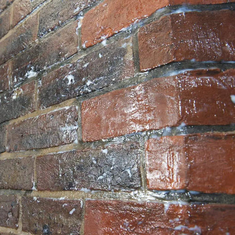 Brick wall treated with One And A Half Gallon Clear Brick Sealer For Brick Stone Concrete And Masonry No Nonsense Cream Based Water Repellent Coating