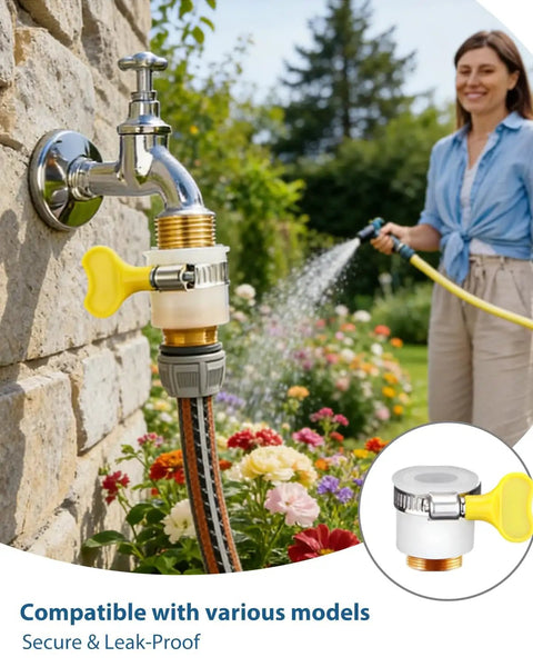 Three Piece Faucet Adapter Kit Universal Sink Hose Adapters With Two Fine Thread And One Coarse Thread For Portable Washer Garden Hose Water Filter Outer 15 To 24 Millimeter Silver No Fuss Setup attached to outdoor faucet