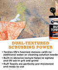 Orange Heavy Duty Ruff Towels With Scrubbing Power 10 By 12 Inches Dual Textured Multi Purpose Cleaning Wipes 72 Count packaging