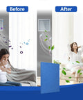 Before and after using Dead Simple To Clean Washable Air Filter 20X30X0.5 Two Pack MERV 6, showing improved air quality.