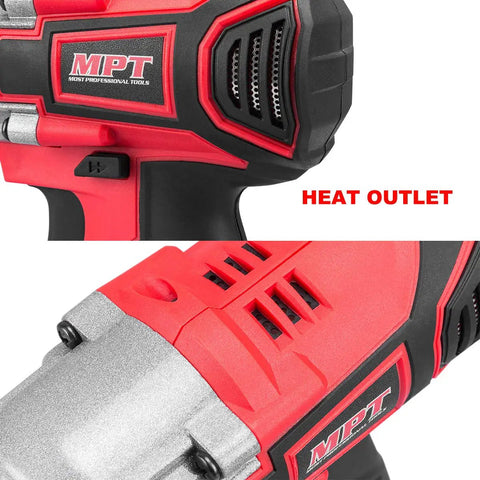 Close-up of Cordless 21V Half Inch Brushless Impact Wrench With 3.0Ah Battery showing heat outlet design.