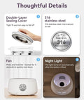 Bottle Warmer With Night Light And Fast Cooling Fan Instant Water Warmer features sealing cover, stainless steel, fan, night light