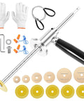 Knockdown Inside Pipe Cutter Kit For Cordless Drills ships ready with stainless blades, gloves, and noise plugs for smooth PVC trimming.