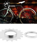 Fixed Gear Bike Sprocket 18T With Lock Ring For Single Speed Riders next to bicycle and wooden fence backdrop