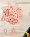 Pro Dent Puller Ring Kit 50 Piece Set For Auto Body Repair Heavy Iron Material on wooden surface with hammer