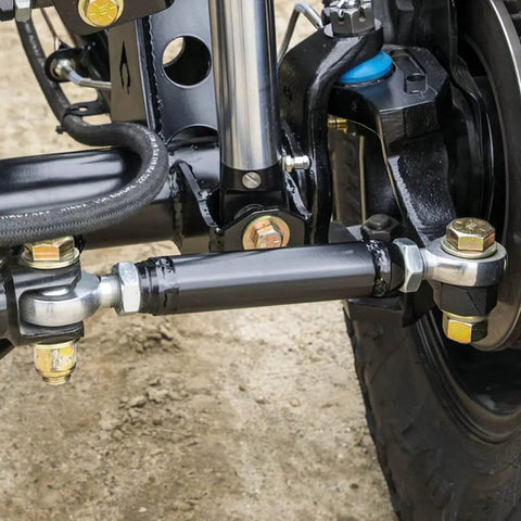 Close-up of 3/4 Inch Chromoly Heim Joint Kit 8 Piece Heavy Duty Suspension Assembly for UTV showing threaded joint and adapter.