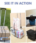 Slick Folding Luggage Cart With Wheels Lightweight Hand Truck And Portable Trolley Dolly For Airport Travel loaded with boxes and bags.