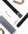 Rugged 1.5 Inch Nylon Tactical Belt With Quick Release Aluminum Buckle displayed with packaging and gift ribbon