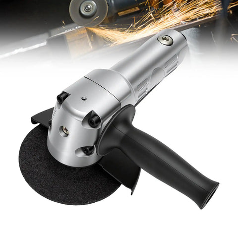 Hulking Five Inch Pneumatic Angle Grinder Dropping 11000 Rpm Of Wild Air Power for precise edge grinding and cutting.