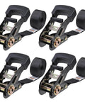 Heavy Duty Endless Ratchet Straps No Hook Setup One Inch By Eight Feet 1860 Pound Break Strength Black Cargo Tie Downs shown in detail.