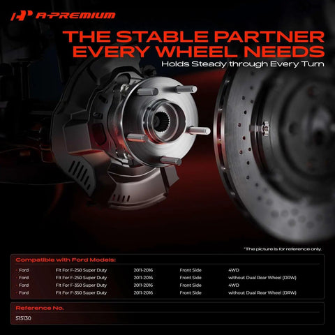 Close-up view of Heavy Duty Front Wheel Bearing Hub Assembly For Ford F250 F350 Super Duty 4wd 2011-2016 with brake rotor.