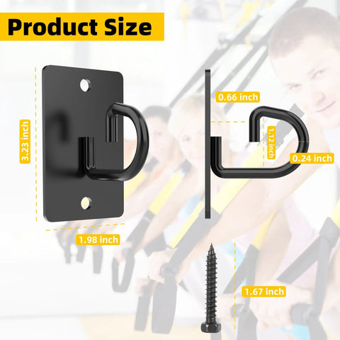 Totally Legit 3 Pack Wall Anchors For Resistance Bands And Heavy Duty Workout Hooks, Rock Solid Exercise Band Mounts dimensions with screws shown.