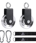 Heavy Duty Two Pack Cable Pulley Wheels For Your Home Gym Rig Featuring Smooth 360 Degree Rotation And Built Tough Aluminum Construction Rated For A Massive Six Hundred Sixty Pound Pull.