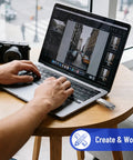 Ultra Fast Dual USB C USB A Flash Drive 128GB with Five Hundred Fifty Megabytes Per Second Transfer connected to laptop