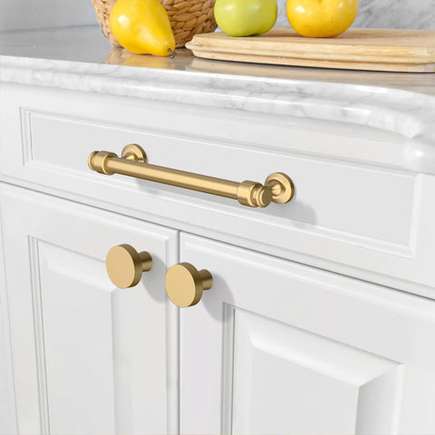 Champagne Bronze Cabinet Pulls Set Of 10 With 5 Inch Hole Centers Durable Zinc Alloy Drawer Handles for kitchen cabinets installed
