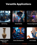 Handheld 3D scanner in use for art and design, showcasing tight accuracy for creative projects.