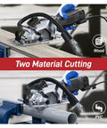 Professional Handheld Electric Circular Saw Featuring Quick Set Cutting Guide And High Torque Copper Motor slams through wood and PVC.