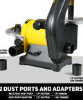 Beast Belt And Disc Sander For Woodworking 1x30 Belt And 5 Disc with 2 dust ports and adapters visible, highlighting durability.