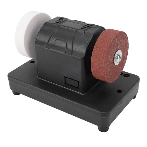 No Strings Attached Cordless Mini Bench Grinder With Adjustable Speed Dials And Dual Grinding Pads for precision detail work.
