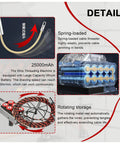 Heavy Duty Cordless Cable Threading Machine And Automatic Wire Puller With Long Life Battery showing spring-loaded cable and battery details.