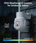 Ace Out Tighter Site Watch With This Wired Pan Tilt Security Camera for indoor outdoor use, IP66 weatherproof, mounted on wall in rain.