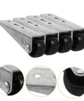 Heavy Duty Five Pack Sliding Door Bottom Guide Rollers With Slick Black Nylon Wheels And Rock Solid Steel Build For A Buttery Smooth Glide Across Universal Tracks With Easy Peasy Installation, showing roller details.