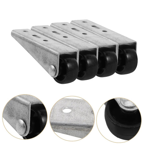 Heavy Duty Five Pack Sliding Door Bottom Guide Rollers With Slick Black Nylon Wheels And Rock Solid Steel Build For A Buttery Smooth Glide Across Universal Tracks With Easy Peasy Installation, showing roller details.