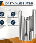 55 Piece 304 Stainless Steel Dowel Pins M3 X 20MM cylindrical shelf support pegs, showing various sizes and smooth ends for easy installation.